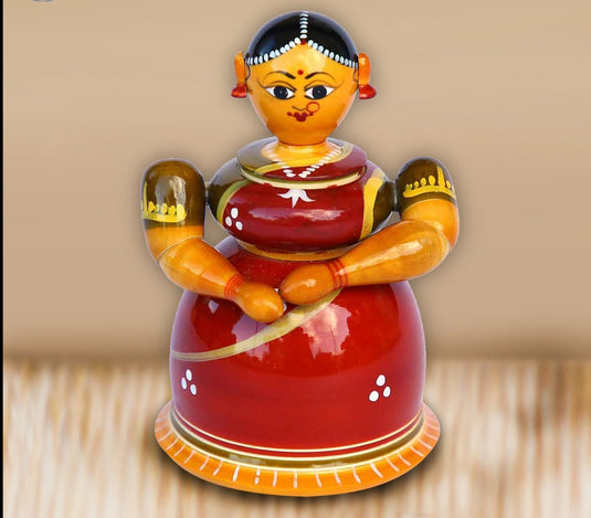 Etikoppaka Bommalu Butta Bomma | Ankudu Wood | 6 X 6.5 X10 Inches