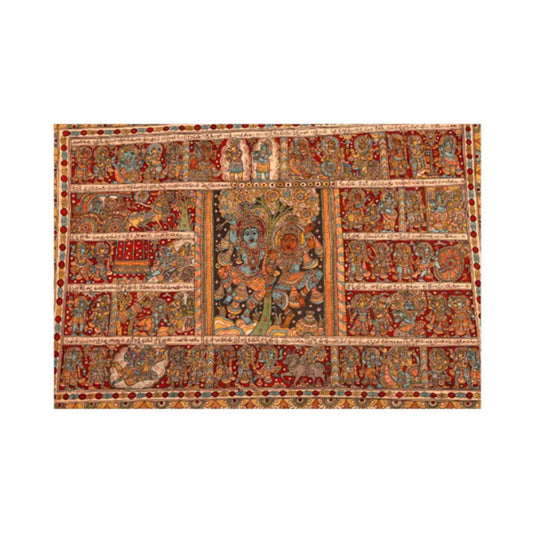 Krishna & Leela Inspired Kalamkari Painting | Colour: Multicolour | 36×48 Inches
