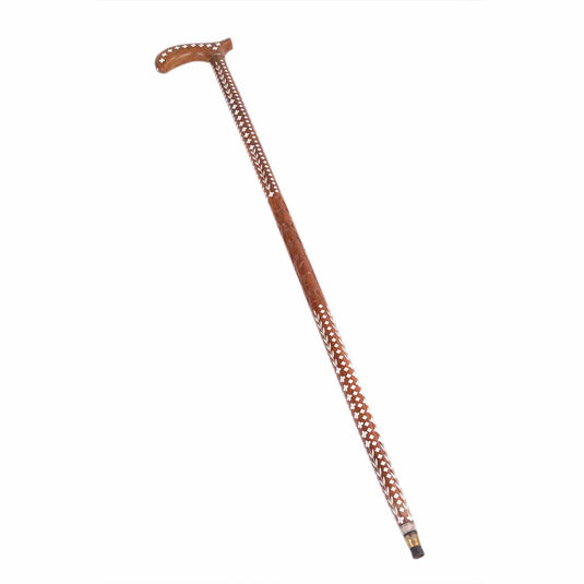 Hand Carved Rajahmundry Walking Stick (Full Deign Inlaid) | Wood | 5x1x36.5Inch