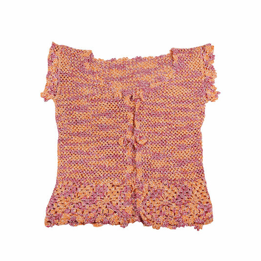 Hand Knitted Stylish Mixed Color Ladies Waistcoat – Half Sleeve | Crochet Lace | XXL