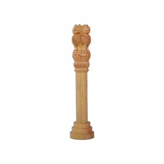 Handcrafted Ashoka Pillar (The National Emblem Of India) | White Wood | 20″”Inch