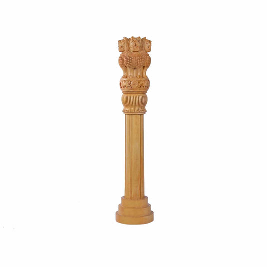 Handcrafted Ashoka Pillar (The National Emblem Of India) | Whitewood | 24 “”Inch