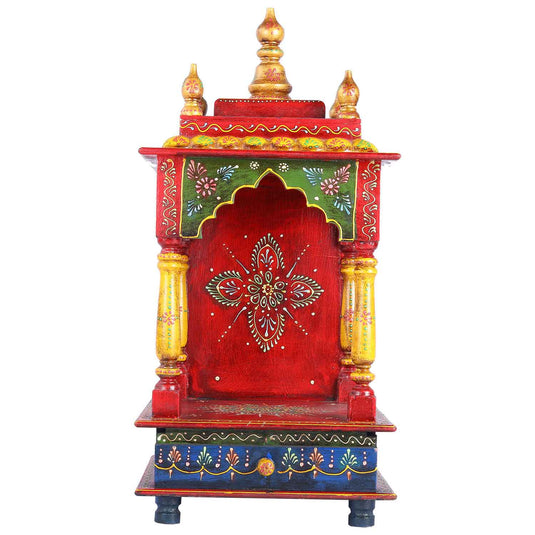 Handcrafted Multicolor Painted Pooja Mandir | White Wood | 24X11X11inch Out Of Stock