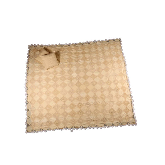 Handmade Cream Color Cotton Bed Spread | Crochet Lace | 100×100 Inches