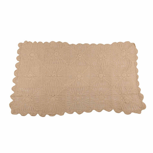 Handmade Cream Color Cotton Table Cover | Crochet Lace | 50×30 Inch