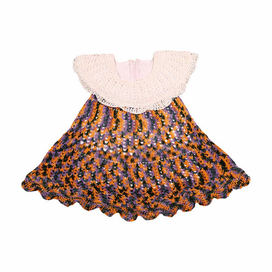 Handmade Mixed Color Baby Frock | Crochet Lace | 2-3 Years