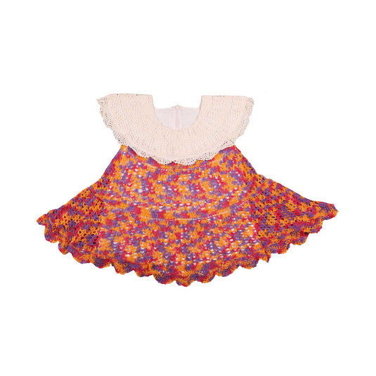 Handmade Mixed Color Baby Frock | Crochet Lace | 2-3 Years