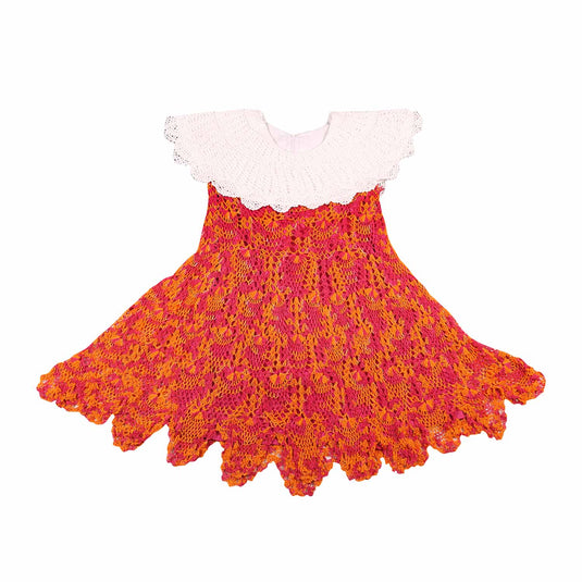 Handmade Mixed Color Frock For Girls | Crochet Lace | 6-7 Years