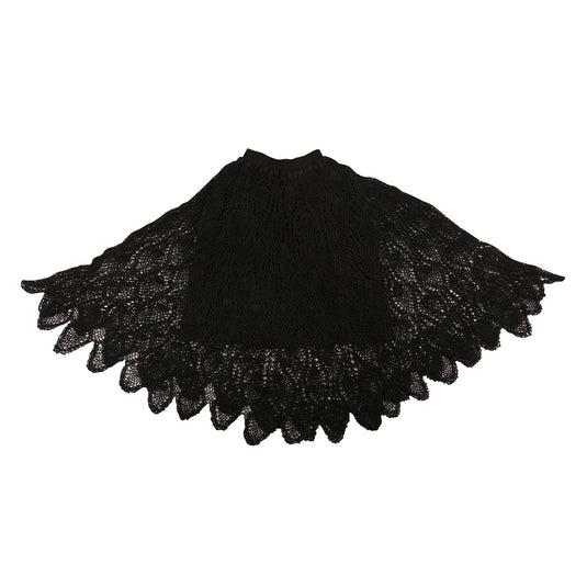 Handmade Stylish Black Color Ladies Long Skirt | Crochet Lace | XL