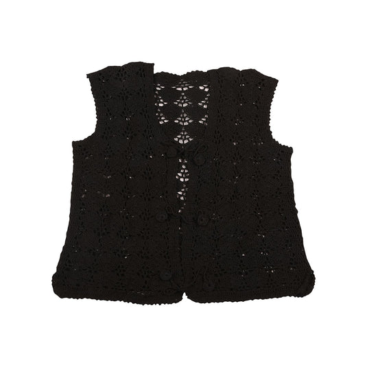 Handmade Stylish Black Color Waist Coat For Ladies | Crochet Lace | XL
