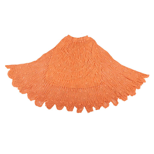 Handmade Stylish Peach Color Ladies Long Skirt | Crochet Lace | XL
