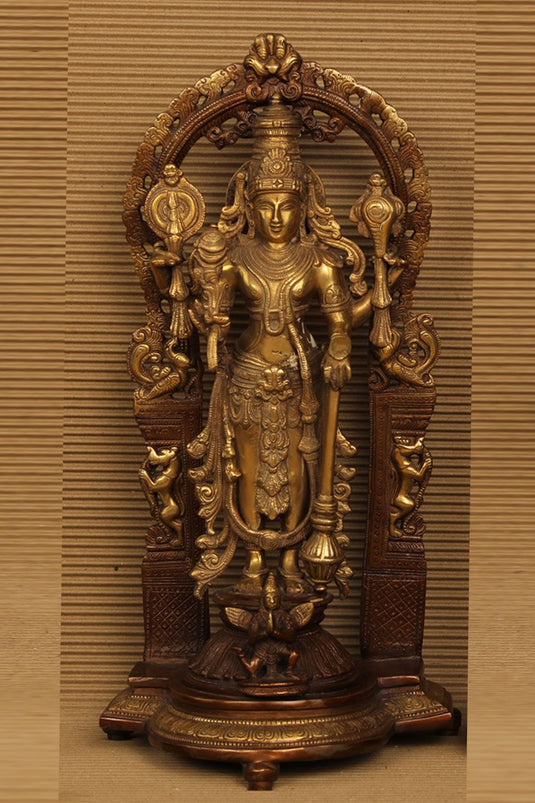 Lord Vishnu & Goddess Lakshmi Brass Status 2 pic set