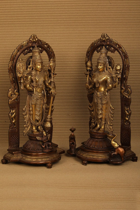 Lord Vishnu & Goddess Lakshmi Brass Status 2 pic set