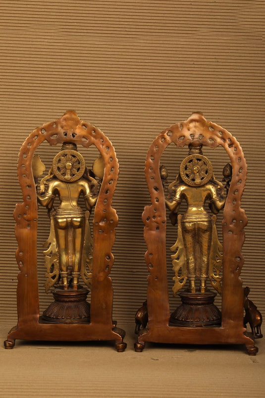 Lord Vishnu & Goddess Lakshmi Brass Status 2 pic set