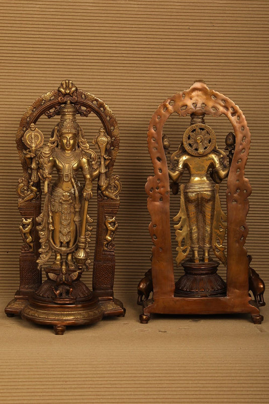 Lord Vishnu & Goddess Lakshmi Brass Status 2 pic set