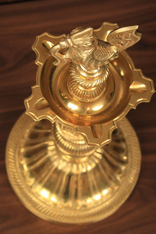 Auspicious Peacock Lamp in Brass