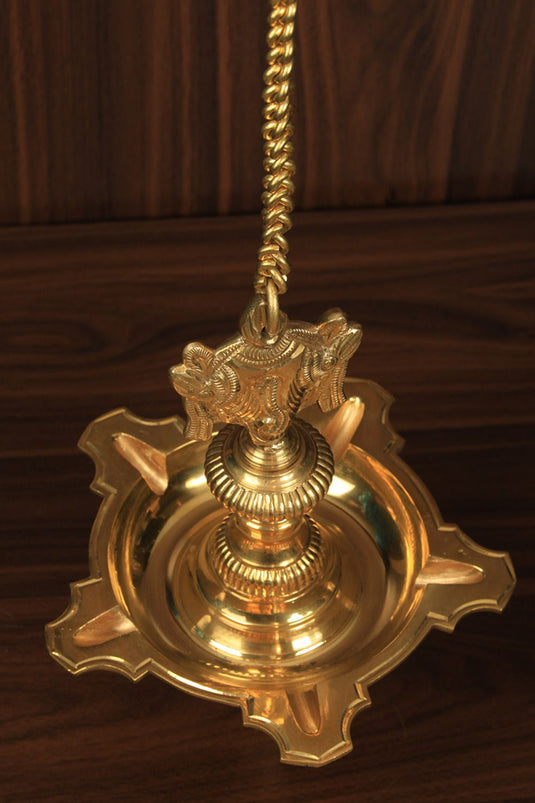 Antique Brass Shank Chakra Hanging Lamp