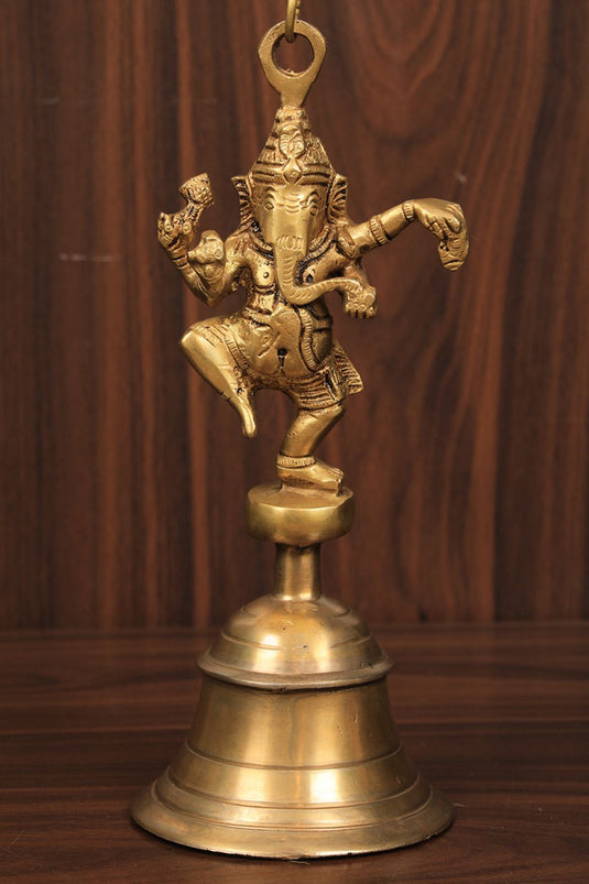 Brass Dancing Ganesh Handling Bell