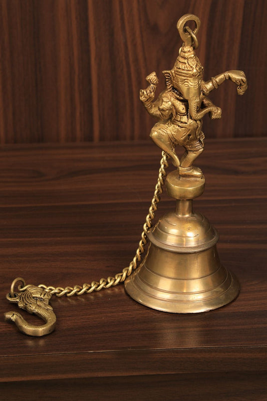 Brass Dancing Ganesh Handling Bell