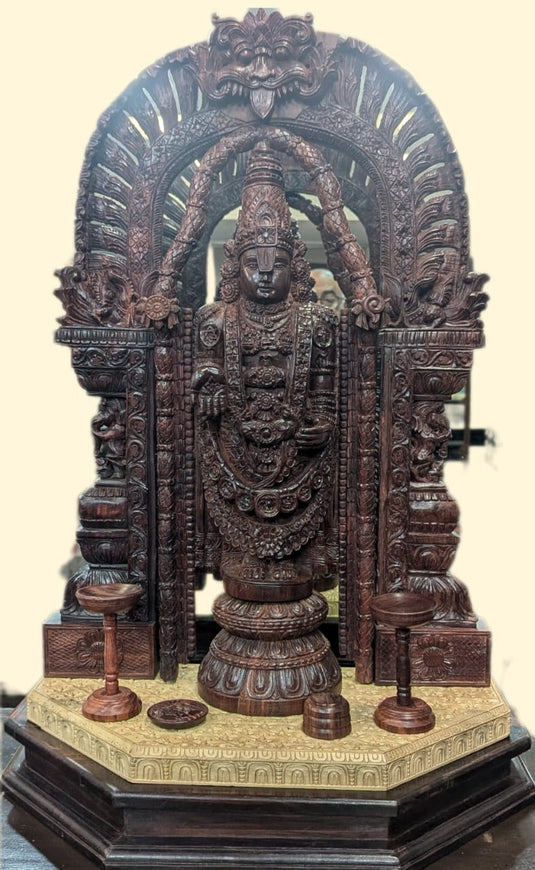 Sri Venkateswara Swamy statue in Red Sanders Wood