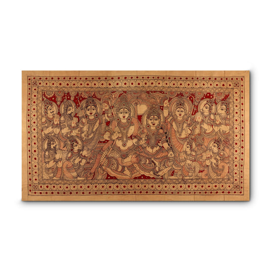 Rama Pattabhishekam Kalamkari Painting | Colour: Beige & Red | 48×72 Inches Out Of Stock