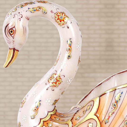 Beautifully Painted Swan Shaped Serving Bowl | Marble | 9X6X10inch