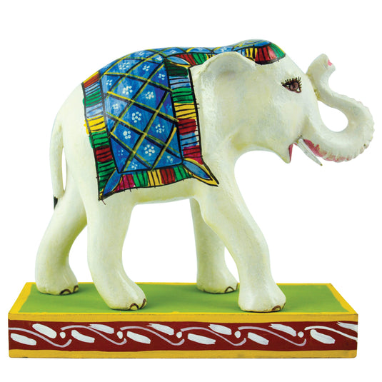 Kondapalli Bommalu White Elephant | White Poniki Wood | 8×3.5×7 Inches