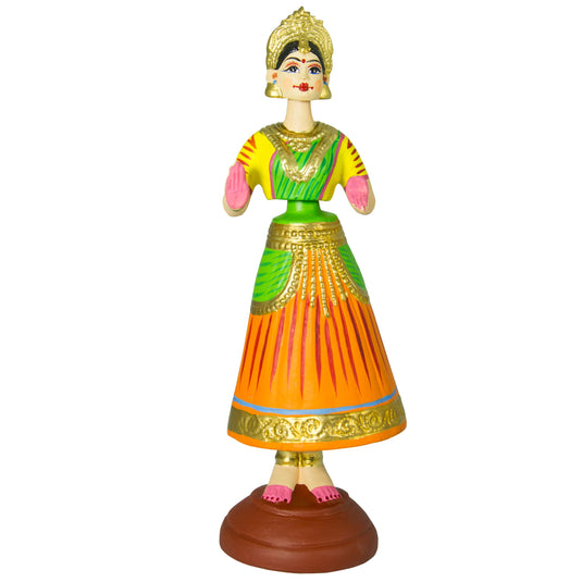 Kondapalli Bommalu Dancing Doll | White Poniki Wood | 15x4x4 Inches