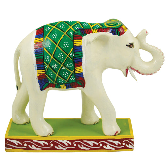 Kondapalli Bommalu White Elephant | White Poniki Wood | 10×3.5×8 Inches