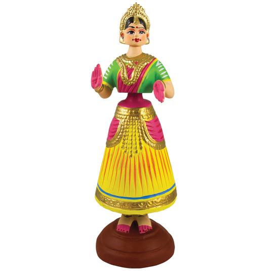 Kondapalli Bommalu Dancing Doll | White Poniki Wood | 13x3x3 Inches