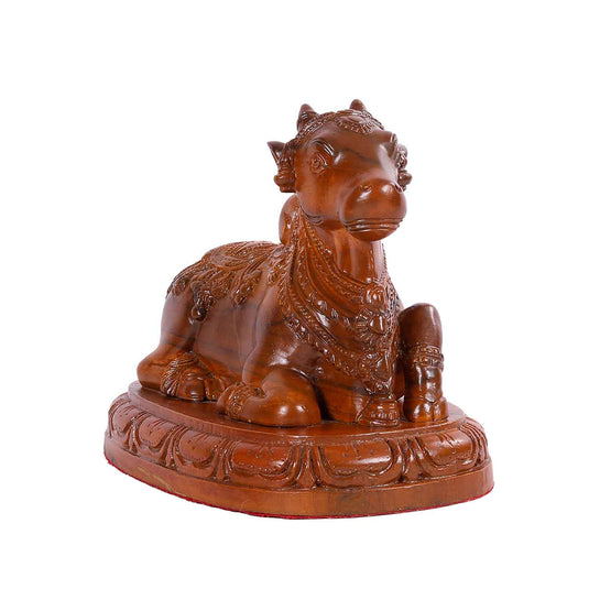 Hand Carved Nandi Bull – Vehicle Of Lord Shiva | Teak Wood | 9×5.8x7inch