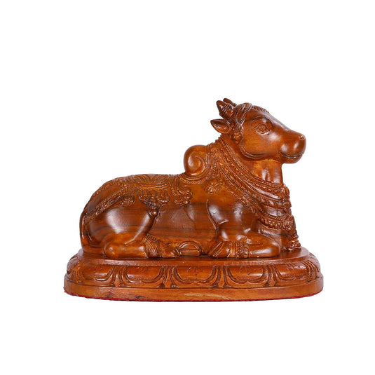 Hand Carved Nandi Bull – Vehicle Of Lord Shiva | Teak Wood | 9×5.8x7inch