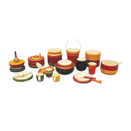 Etikoppaka Bommalu Cooking Set Big SPL | Ankudu Wood | 16 X 22 X 10 Inches