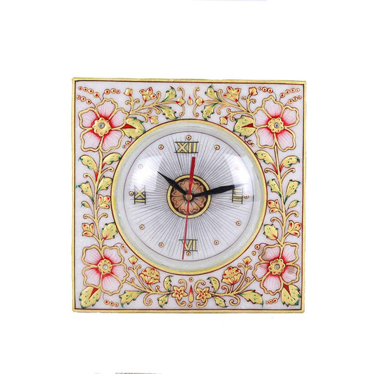 Handcrafted Beautifully Painted Wall Clock | Marble | 8X8X2inch