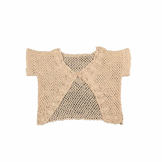 Handmade Cotton Shrug In Cream Color | Crochet Lace | XL