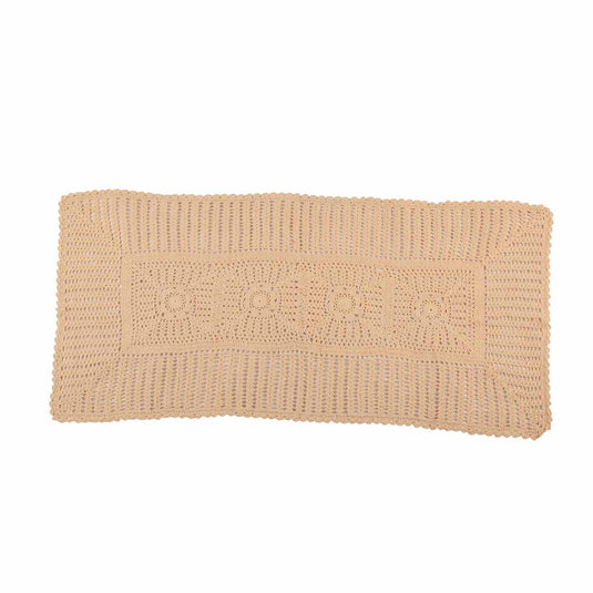 Handmade Knitted Cream Color Table Runner | Crochet Lace | 16×36 Inch