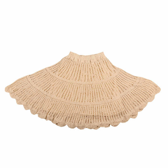 Handmade Stylish Cream Color Ladies Skirt | Crochet Lace | Size 22