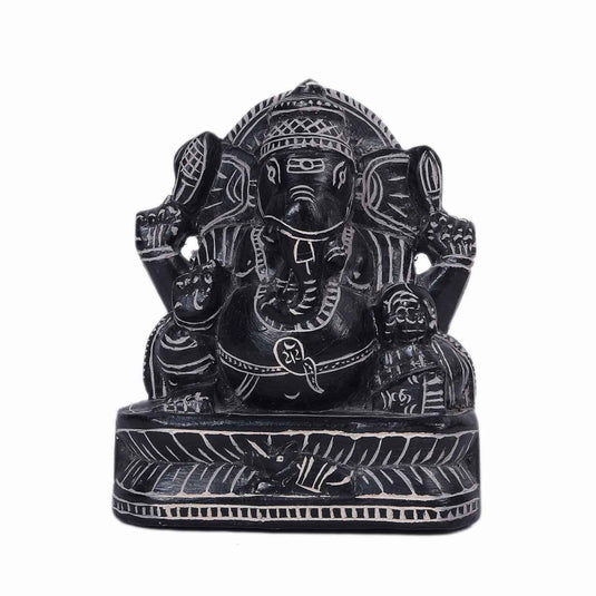 Sculpture Of Lord Ganesh – Sitting Posture | Stone Carving | 3.5 X 2 X 4.7 Inch