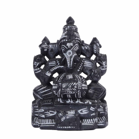 Sculpture Of Lord Ganesh – Sitting Posture | Stone Carving | 5.7 X 2.5 X 6.3Inch