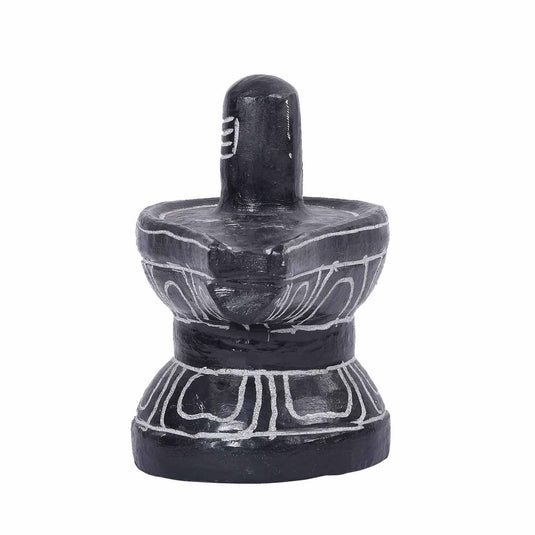 Hand Carved Black Stone SivaLingam | Stone Carving | 6 X 4 X 7Inch